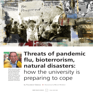 Threats of pandemic flu, bioterrorism, natural disasters: how the university is