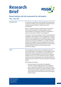 Research Brief Hazard analysis and risk assessment for rail projects Background