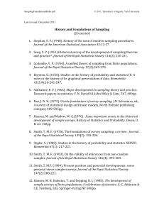 (26	entries) 1.  Stephan,	F.	F.	(1948).	History	of	the	uses	of	modern	sampling	procedures. 2.  Seng,	Y.	P.	(1951).Historical	survey	of	the	development	of	sampling	theories