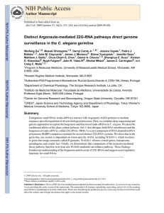 NIH Public Access Author Manuscript Distinct Argonaute-mediated 22G-RNA pathways direct genome C. elegans
