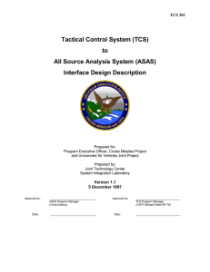 Tactical Control System (TCS) to All Source Analysis System (ASAS) Interface Design Description