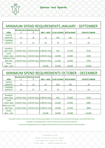 MINIMUM SPEND REQUIREMENTS JANUARY - SEPTEMBER Spaces and Spends