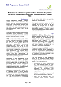 R&amp;D Programme: Research Brief GADEROS, GAlileo DEmonstrator for Railway Operation System)