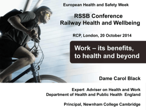 – its benefits, Work to health and beyond RSSB Conference