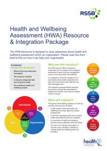 Health and Wellbeing Assessment (HWA) Resource &amp; Integration Package