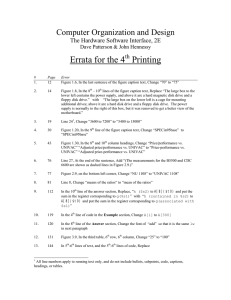 Errata for the 4 Printing Computer Organization and Design