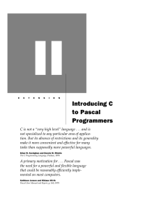 II Introducing C to Pascal