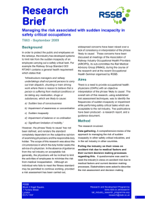 Research Brief Managing the risk associated with sudden incapacity in safety critical occupations