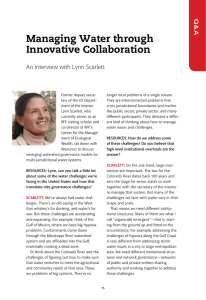 Managing Water through Innovative Collaboration An Interview with Lynn Scarlett Q&amp;