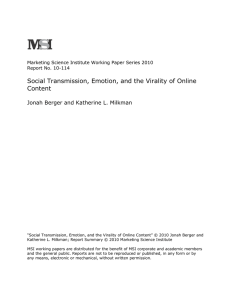 Social Transmission, Emotion, and the Virality of Online Content