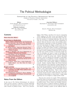 The Political Methodologist Newsletter of the Political Methodology Section