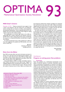 93 OPTIMA Mathematical Optimization Society Newsletter MOS Chair’s Column