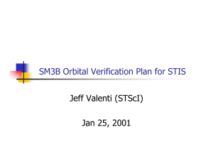 SM3B Orbital Verification Plan for STIS Jeff Valenti (STScI) Jan 25, 2001