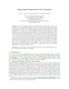 Lightweight Delegatable Proofs of Storage ? Jia Xu , Anjia Yang