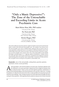 “Only a Manic Depressive!”: The Zone of the Untouchable Psychiatric Care