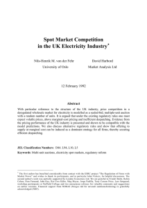 Spot Market Competition in the UK Electricity Industry ∗