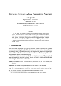 Biometric Systems: A Face Recognition Approach