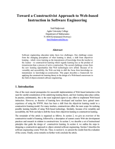 Toward a Constructivist Approach to Web-based Instruction in Software Engineering Abstract