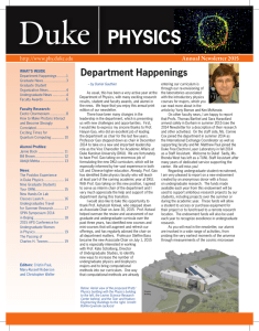 Duke PHYSICS Annual Newsletter 2015