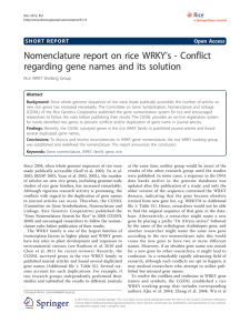 ’s - Conflict Nomenclature report on rice WRKY