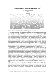 Tacitly developed research methods in ICS Abstract