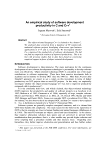 An empirical study of software development productivity in C and C++