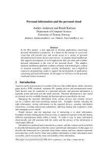 Personal information and the personal cloud Anders Andersen and Randi Karlsen