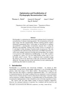 Optimization and Parallelization of Ptychography Reconstruction Code Thomas L. Falch Jostein B. Fløystad