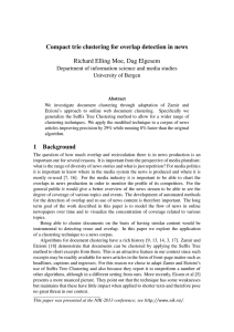 Compact trie clustering for overlap detection in news University of Bergen