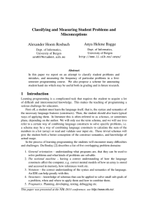 Classifying and Measuring Student Problems and Misconceptions Anya Helene Bagge Alexander Hoem Rosbach