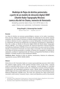 Modelaje de flujos de detritos potenciales (Shuttle Radar Topography Mission):