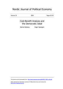 Nordic Journal of Political Economy  Cost-Benefit Analysis and the Democratic Ideal