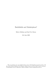 BattleÞelds and Marketplaces 1 Halvor Mehlum and Karl Ove Moene 5th June 2002