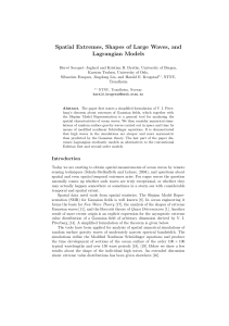 Spatial Extremes, Shapes of Large Waves, and Lagrangian Models