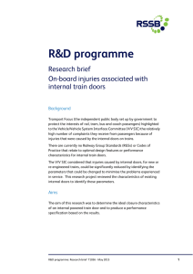 R&amp;D programme Research brief On-board injuries associated with internal train doors