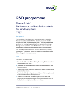 R&amp;D programme Research brief Performance and installation criteria for sanding systems