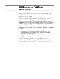2001 Engineering Field Notes Award Winners
