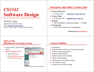 Software Design CS3342 Instructor and Other Contact Info Course Outline