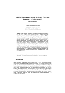 Ad Hoc Networks and Mobile Devices in Emergency (Invited Paper)