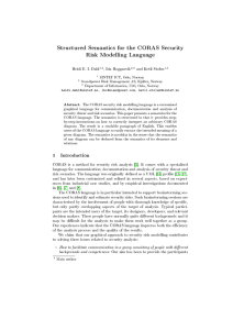 Structured Semantics for the CORAS Security Risk Modelling Language , Ida Hogganvik