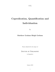 Copredication, Quantification and Individuation UCL by