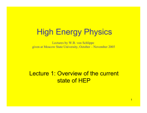 High Energy Physics Lecture 1: Overview of the current state of HEP