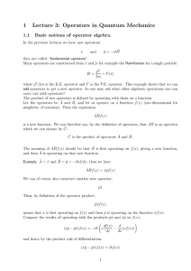 1 Lecture 3: Operators in Quantum Mechanics 1.1 Basic notions of operator algebra.