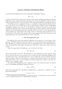 Lecture 7: Stationary Perturbation Theory
