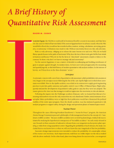 I A Brief History of Quantitative Risk Assessment