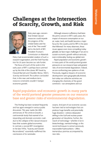 Challenges at the Intersection of Scarcity, Growth, and Risk W elcome