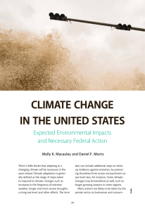 CLIMATE CHANGE IN THE UNITED STATES Expected Environmental Impacts