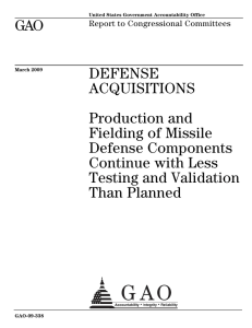 GAO DEFENSE ACQUISITIONS Production and