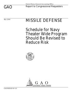 GAO MISSILE DEFENSE Schedule for Navy Theater Wide Program