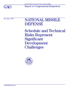 GAO NATIONAL MISSILE DEFENSE Schedule and Technical